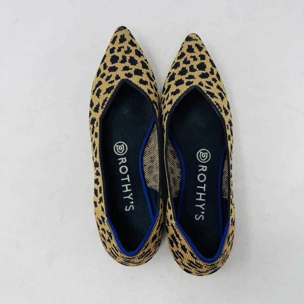 Rothys The Point Leopard‎ Print Flats Women's Shoes Size 7 Animal Print